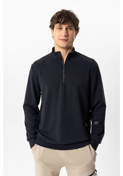 Backandbond Antrasit Regular Fit Dik Yaka Yarım Fermuarlı Sweatshirt