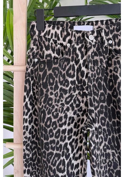 Kahijab Leopar Desen Pantolon - Siyah Siyah
