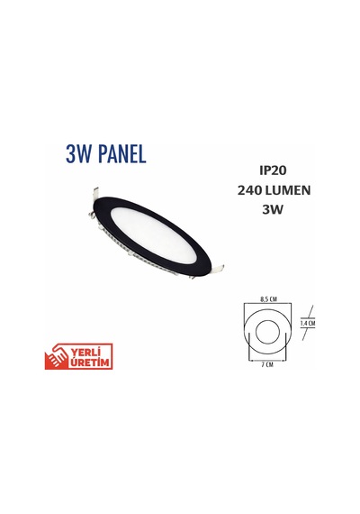 Lampist 3w Siyah Kasa Sıva Altı Slim Panel Led 6500k