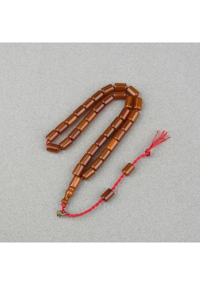 Omari Sıkma Kehribar Yumuşak Kesme Kesim Sistemli 7.5x10.5mm Tesbih