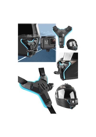Techmaster Gopro Aksiyon Kamera Kask Alt Çene Bağlantı Aparatı Mavi Mavi - Siyah