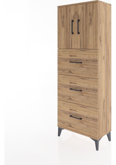 Arges Dolap 2 Raflı 3 Çekmeceli 2 Kapaklı 60x30x163 Çam-çam Çam