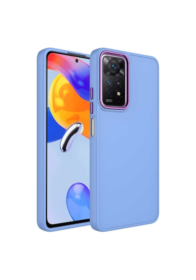 Zore Redmi Note 11s Global Kılıf Metal Çerçeve Ve Buton Tasarımlı Silikon Luna Ka Lila