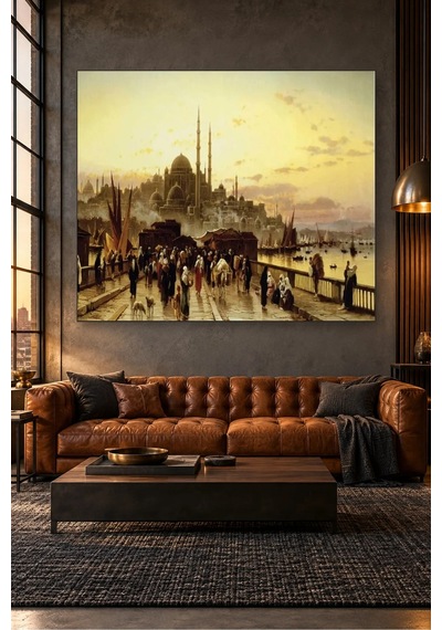 Fida Galata Köprüsünden Yeni Cami Manzarası Canvas Tablo Çok Renkli