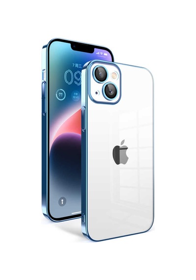 Apple Uyumlu iPhone 14 Plus Uyumlu Kamera Korumalı Renkli Çerçeveli Zore Garaj Kılıf-mavi Açık Mavi Açık -