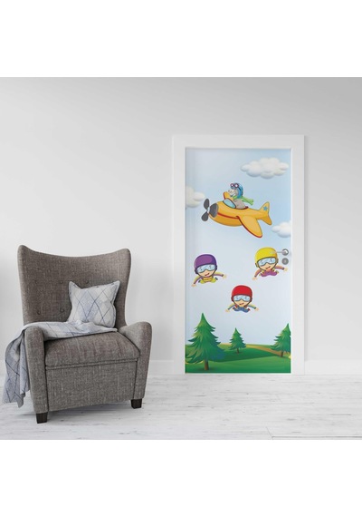 Kapı Giydirme Kapı Sticker Folyosu Uçak Çiçekler