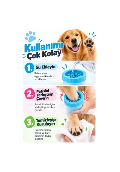 Evcil Hayvan Pati Yıkama Kabı Kedi Köpek Silikon Fırçalı Pratik Pati Temizleyici