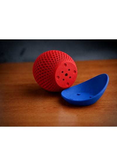 3d Baskı Küre Saksı - Kafes Dokulu İki Parçalı Dekoratif Saksı - Kırmızı-mavi Çok Renkli