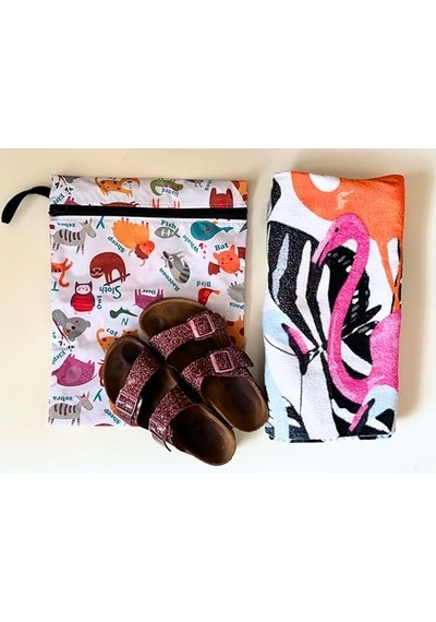 Zoo 30x36cm Su Geçirmez Islak Mayo Kıyafet Taşıma Torbası Çok Amaçlı Çanta Organizer Fermuarlı Polyester Saklama Çantası