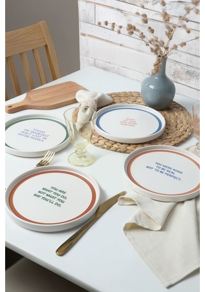 Keramika Motto Line Stackable Pasta Tabağı 21 Cm 4 Adet 22645-22731-35-36 Çok Renkli