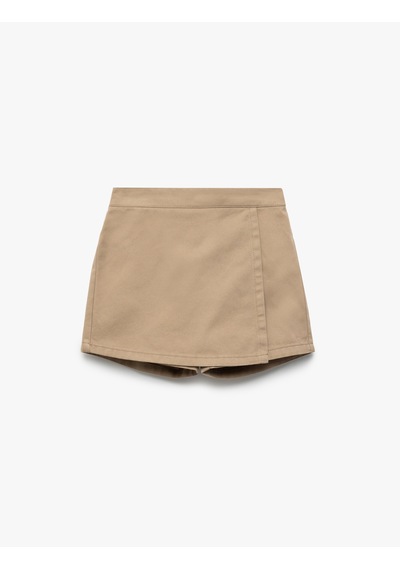 Koton Pamuklu Gabardin Şort Etek Bej 6wkg40018aw Ekru