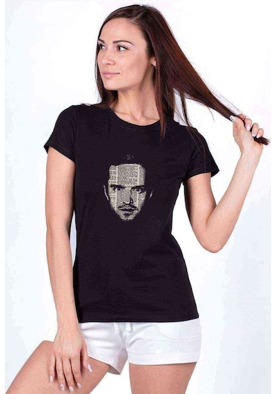 Breaking Bad Jesse Baskılı Siyah Kadın Tshirt