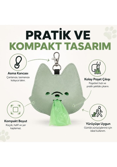Tr Kedi Köpek Dışkı Poşeti Taşıma Çantası Asorti Renk - Evcil Hayvan Tuvalet Poşeti Kutusu - Karabinalı Asma