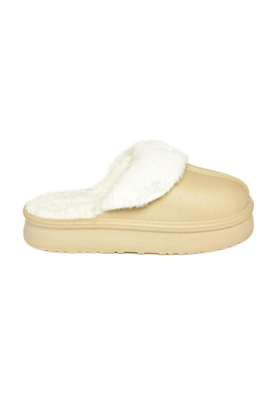 Fox Shoes T918264209 Bej İçi Peluş Kadın Terlik Bej