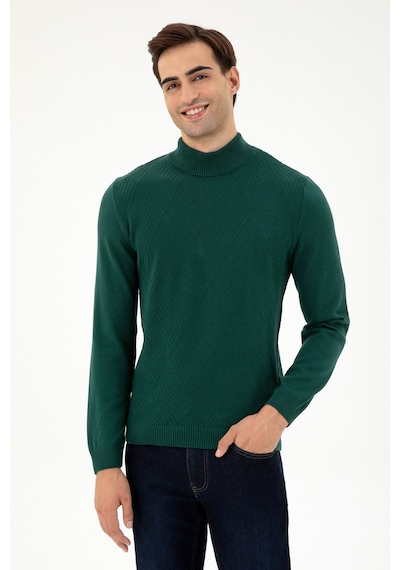 U.S. Polo Assn. Erkek Slim Fit Balıkçı Yaka Taş Kazak 50297038-VR079