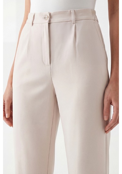 Goffra Kadın Flexon Ultra Esnek Relaxed Beli Lastikli Jogger Pantolon Krem W702-r0433-06