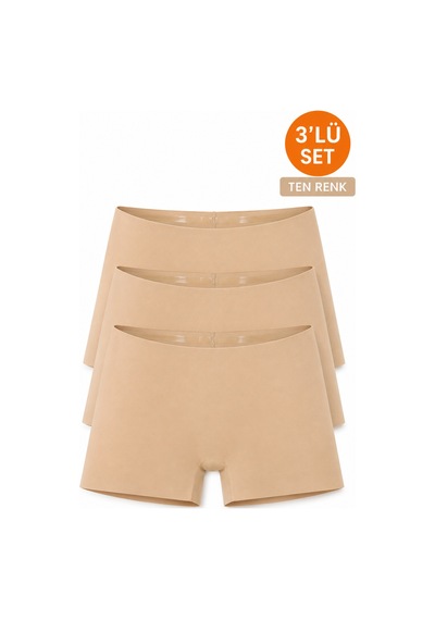 Meyzz Kadın Lazer Kesim Boxer Külot Dikişsiz İz Yapmaz Silikon Şeritli Ten Renk 3'lü Ten - 888298815 Ten Meyzz Kadın Lazer Kesim Boxer Külot Dikişsiz İz Yapmaz Silikon Şeritli Ten Renk 3'lü Ten - 888298815 Ten