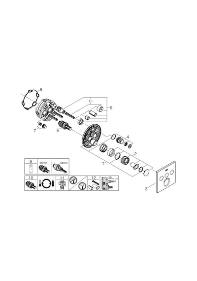 Grohe Grohtherm Smartcontrol Üç Valfli Akış Kontrollü Ankastre Termostatik Duş Bataryası - 29126Al0
