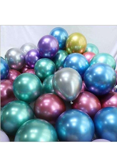 5 Ad Mor Renkli Parlak Krom Metalik Aynalı Balon