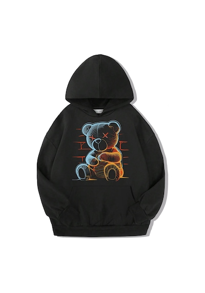 Brz Kids Unisex Çocuk Teddy Bear Hoodie-siyah Siyah
