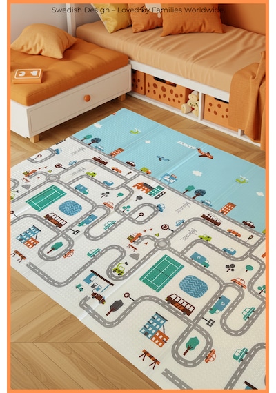 Safari Walk Çift Taraflı Katlanabilir Oyun Halısı Ve Matı Premium Seri Taşıma Çantalı-180x120