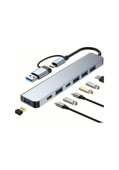 Buffer 8 İn 1 Usb Çevirici Notebook Apple Uyumlu MacBook Type-c Görüntü Aktarıcı Hub