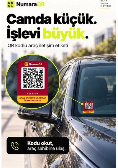 Qr Kodlu Numaratör Araç Ve Motosiklet İçin Qr Etiket Park Numaratörü 8,5x5,5 Cm Kırmızı Numaraqr