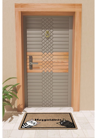 Rugmood Modern Dijtal Baskı Yan Kediler Kapı Önü Paspası Çok Renkli