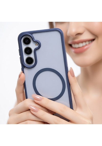Samsung Uyumlu Galaxy S26 Plus Kılıf Kablosuz Şarj Mat Arka Yüzey Sio Kapak Telefon Kılıfı Lacivert