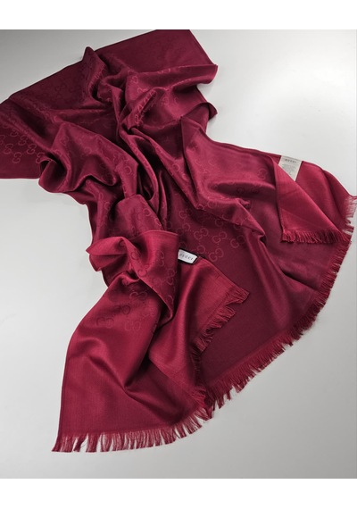 Miorel Scarfs İnce Kumaş G Desen Pamuklu Şal Yün İpek Şal 4 Mevsim Çift Taraflı Bordo