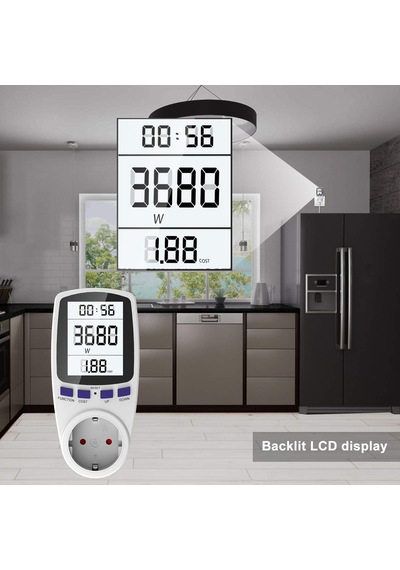 Ayrex Enerji Maliyeti Ölçüm Cihazı, Elektrik Maliyeti Ölçüm Cihazı, Lcd Ekranlı Ve Rastgele Modlu Priz, Güç