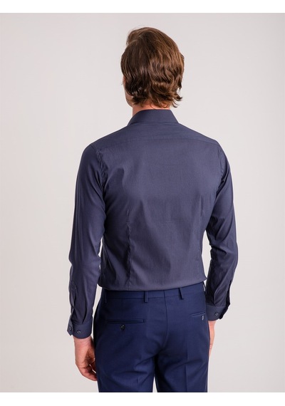Dufy Lacivert Erkek Ekstra Slim Fit Brent Yaka Uzun Kol Gömlek - 62471 Lacivert