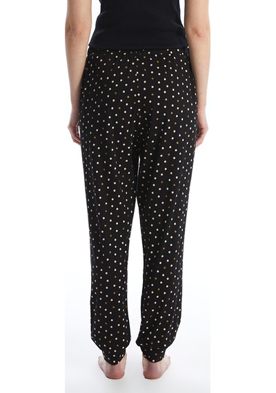 Lcw Dream Siyah Beli Lastikli Puantiyeli Kadın Jogger Pijama Alt