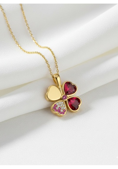 Çekirdekjewelry 925 Ayar Gümüş Altın Kaplama Ters Yonca Kolye Sarı