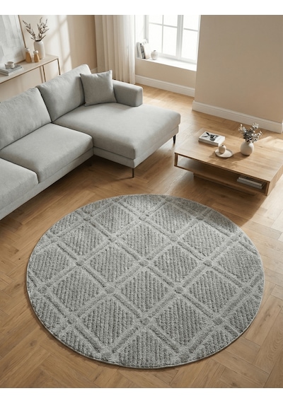 Modern Yuvarlak Halı Yumuşak Dokulu Halı Salon Halısı Mutfak Halısı Kesme Halı Yolluk Gri Halı 22
