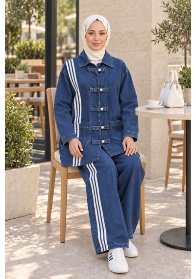 Hb Harma Time Butik Kadın Çizgi Detaylı Düğmeli Cepli Koyu Mavi Kot İkili Takım Koyu Mavi Koyu Mavi Hb Harma Time Butik Kadın Çizgi Detaylı Düğmeli Cepli Koyu Mavi Kot İkili Takım Koyu Mavi Koyu Mavi