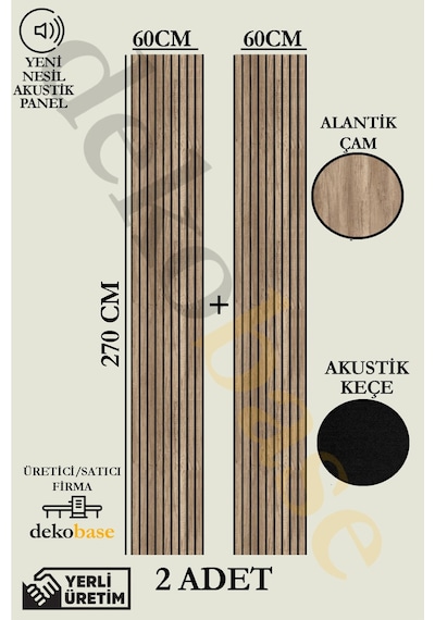 Atlantik Çam 2 Adet 60x270 Cm Yeni Nesil Akustik Ahşap Duvar Paneli