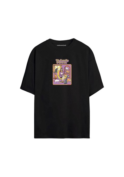 My Family Portrait - Aile Tablosu Siyah - Beyaz Oversize T-shirt SIYAH