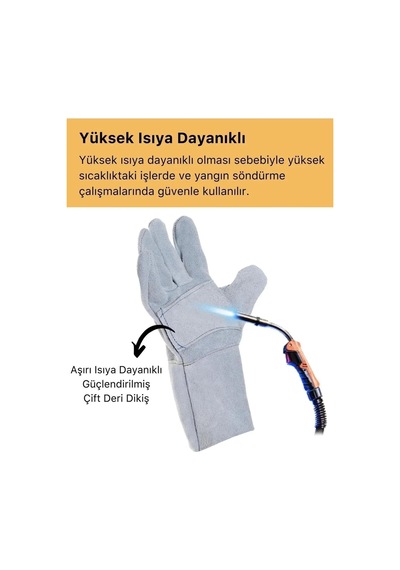 Premium Yanmaz Yüksek Isıya Sıcaklığa Dayanıklı Kaynak Yangın Su Geçirmez Çok Amaçlı Deri Eldiven