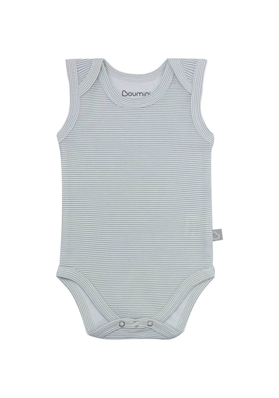 Uygunbebe Boumini Kolsuz Bebek Çıtçıtlı Body Gri Çizgili Zarf Yaka 0-36 Ay