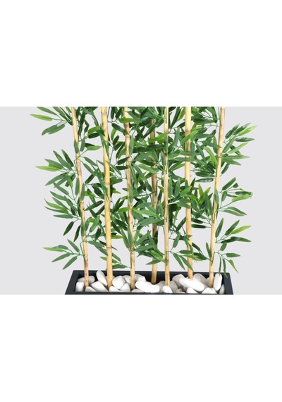 Yapay Çiçek Deposu Islak Yapraklı 7 Çubuklu Gri Saksıda Bambu Seperatör Asorti 20x70x120-155cm