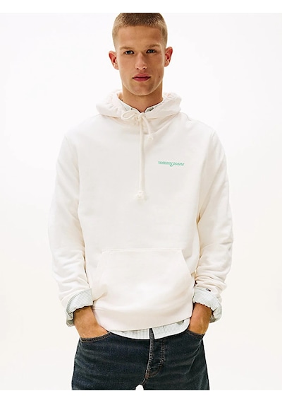 Tommy Hilfiger Tjm Reg Blur Scrpt Bck Hood Ext Erkek Beyaz Kazak - Dm0dm22112