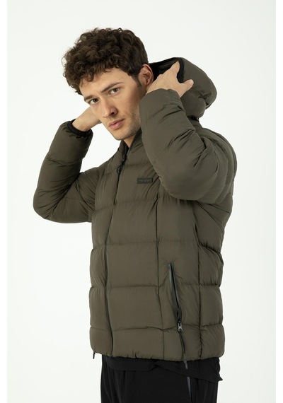 Maraton Sportswear Regular Erkek Kapşonlu Uzun Kol Basic Haki Mont 21259-haki Haki