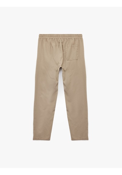 Koton Beli Bağcıklı Cep Detaylı Keten Pamuk Karışımlı Chino Pantolon Kahverengi 5sam40037hw Kahve