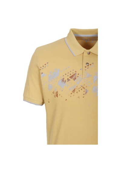 Erkek Polo Yaka Tişört Sarı Slim Fit Ribanalı Desenli T-shirt Ncs Jeans 1214-sarı Sarı