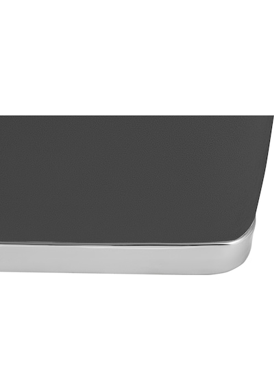 Zengo Silver Twin Line Kare Puf -antrasit Kumaş, Dekoratif Makyaj Masası Pufu-modern Style