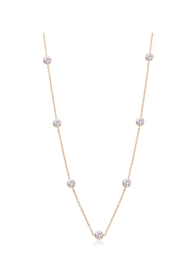 925 Ayar Gümüş Kolye Rose Kaplama Berrak Sıra Taş Dizim İstasyon Kolye Barcode Rose Gold
