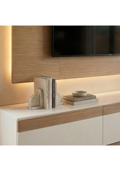 Purelıne Ledli Duvar Tv Ünitesi 180 Cm Beyaz-meşe 140 Cm