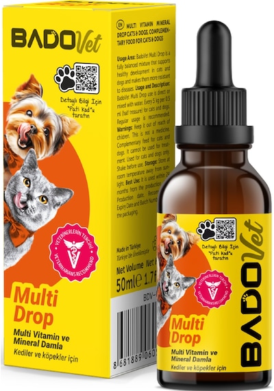 Bado Multi Drop Kedi Ve Köpekler İçin Multi Vitamin Mineral Damla 50 Ml
