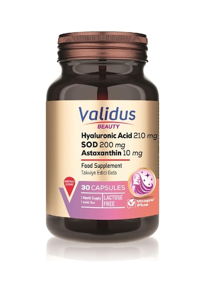Hyaluronic Acid 210 Mg + Astaksantin 10 Mg 30 Capsules